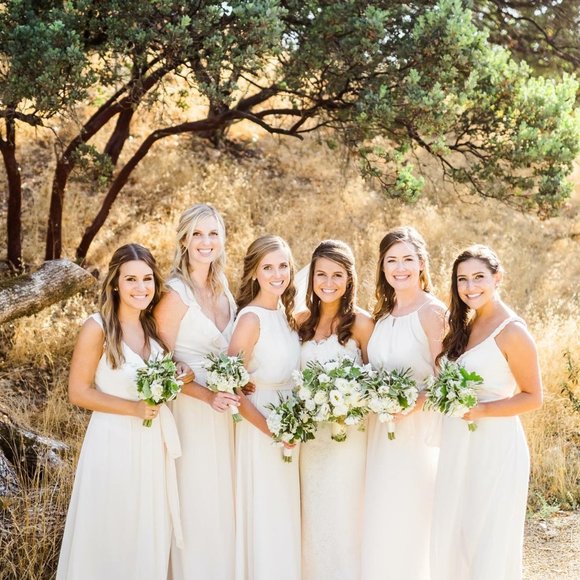 Joanna August Lacey Long Bridesmaid Dress, Off-white, Size S - Picture 4 of 5